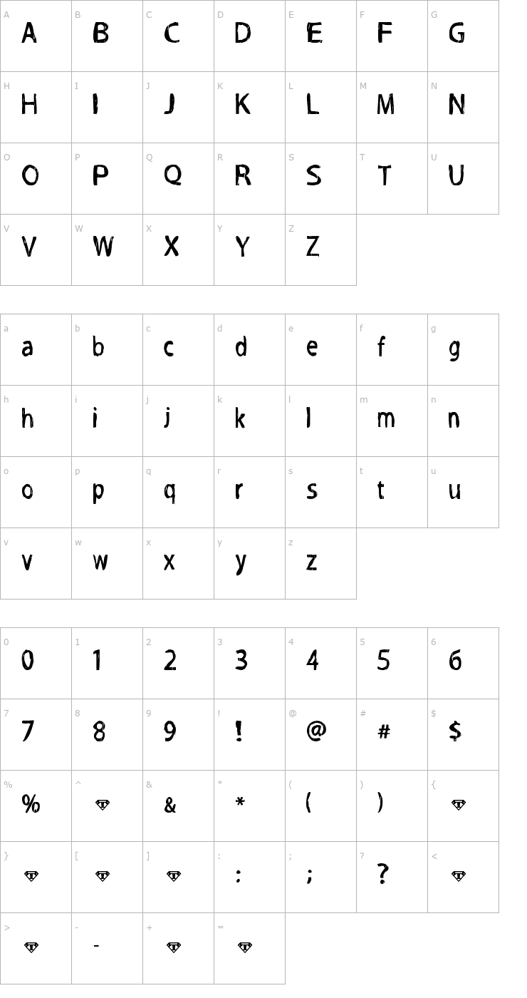 Character Map Grog-Binge Font