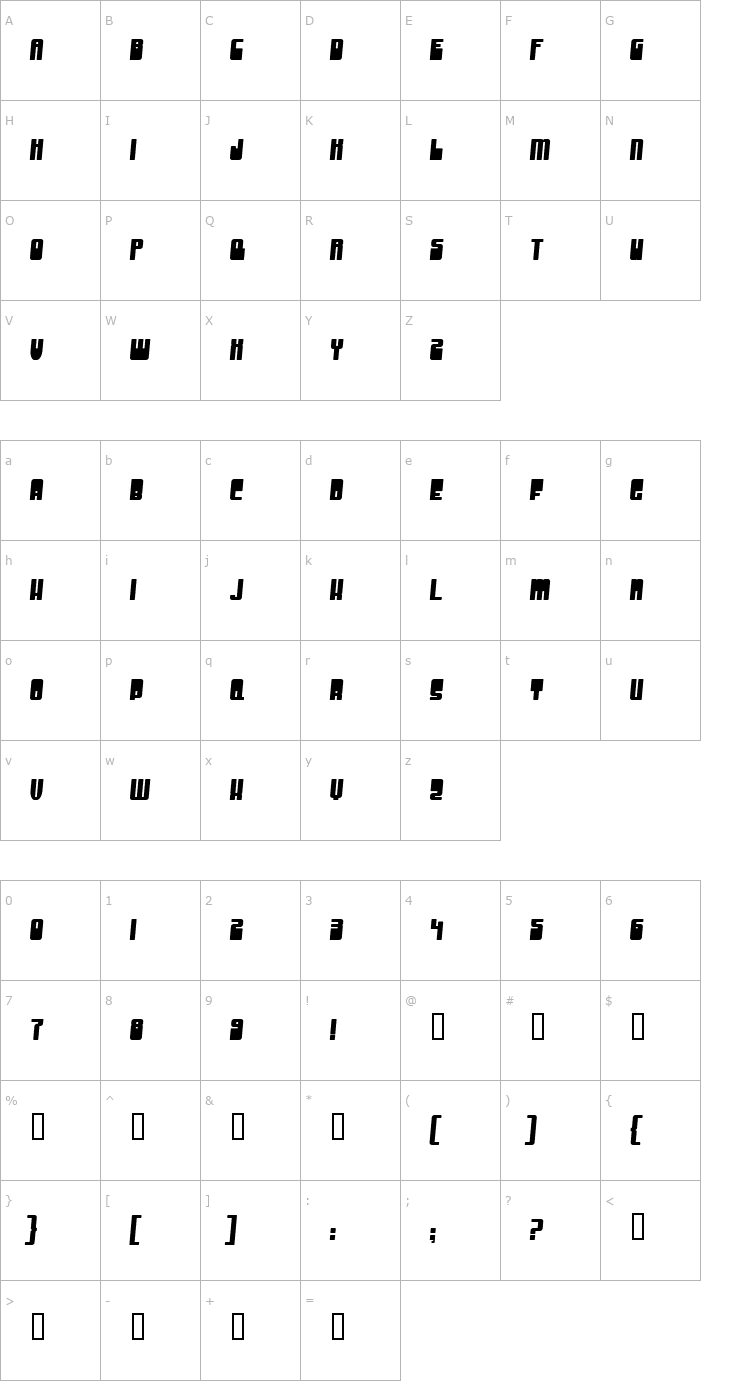 Character Map Groove Machine Bold Font
