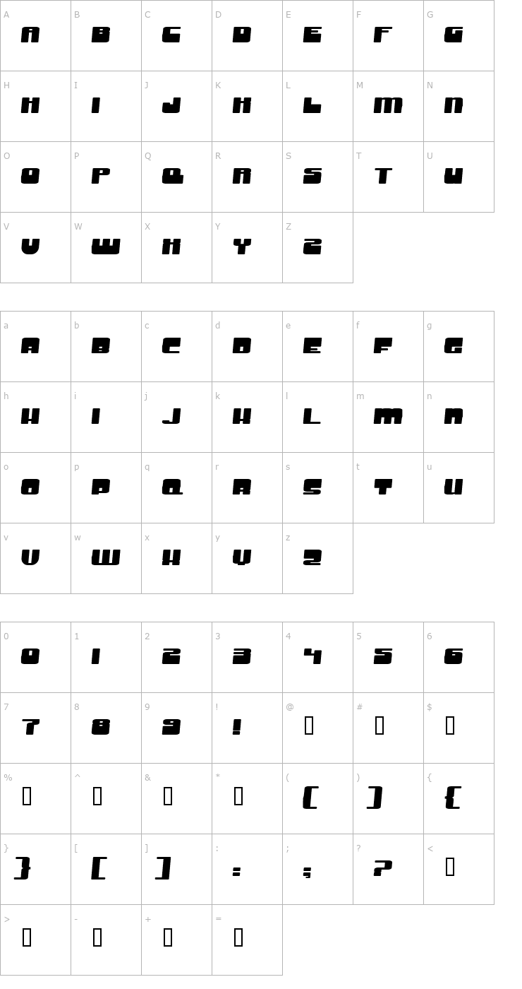 Character Map Groove Machine Expanded Bold Font