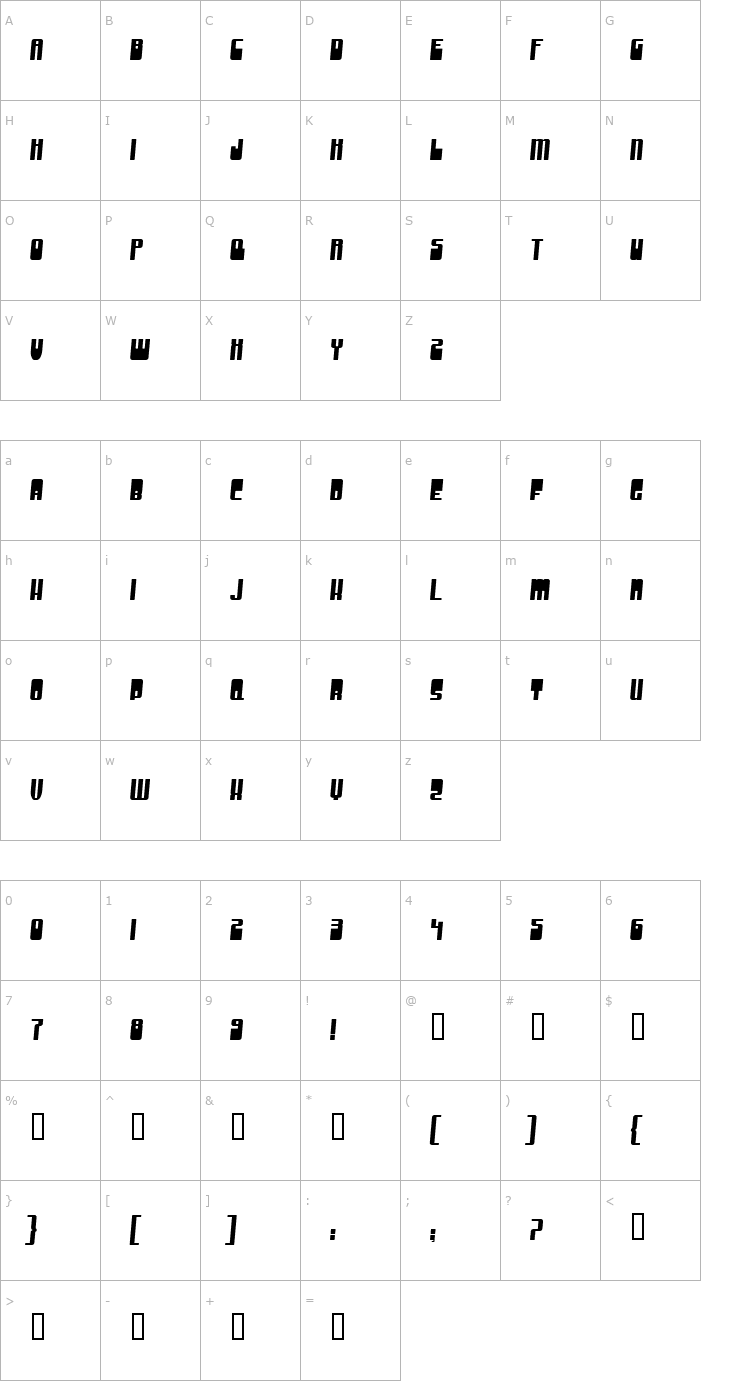 Character Map Groove Machine Font