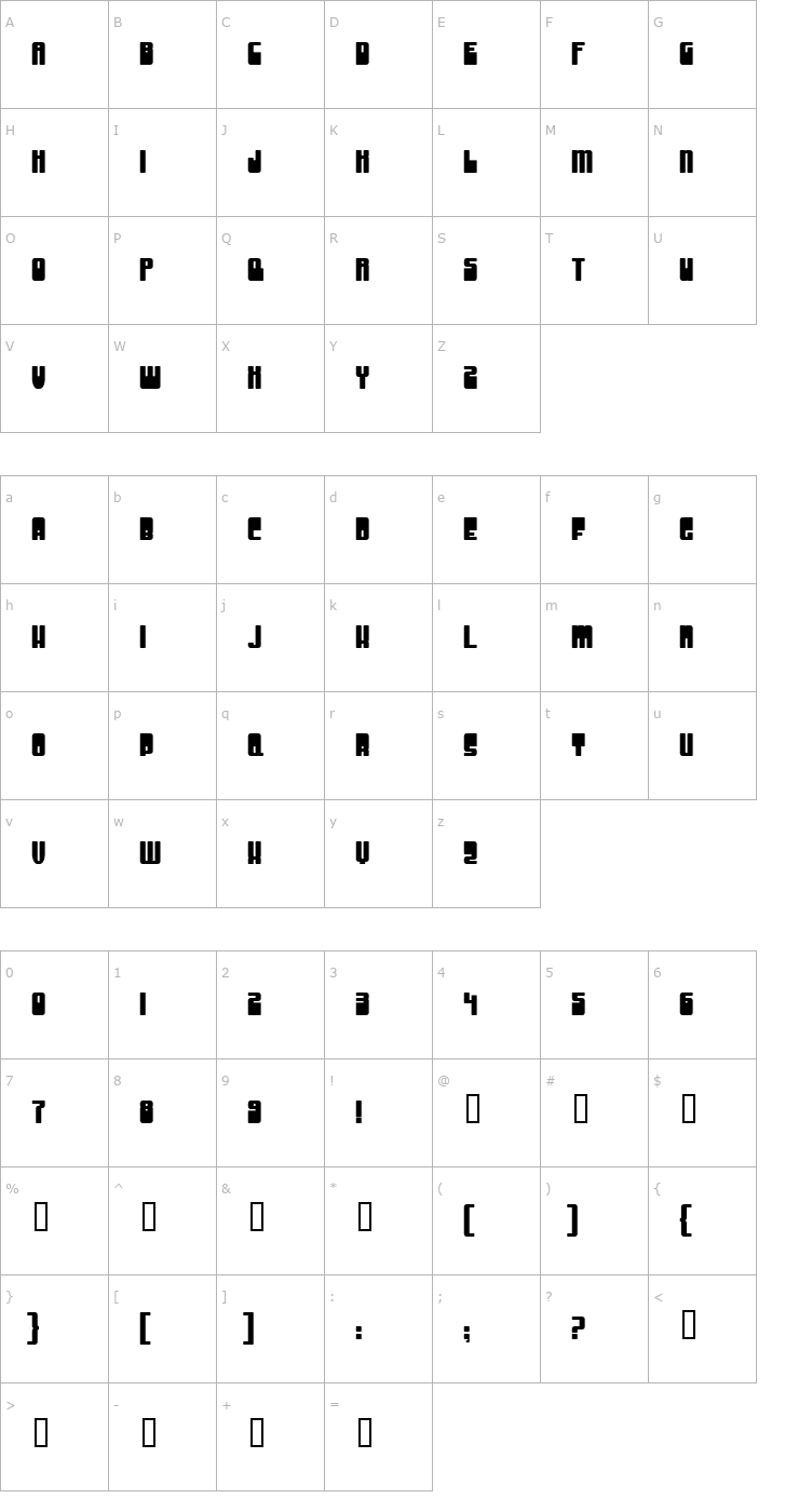 Character Map Groove Machine Upright Bold Font