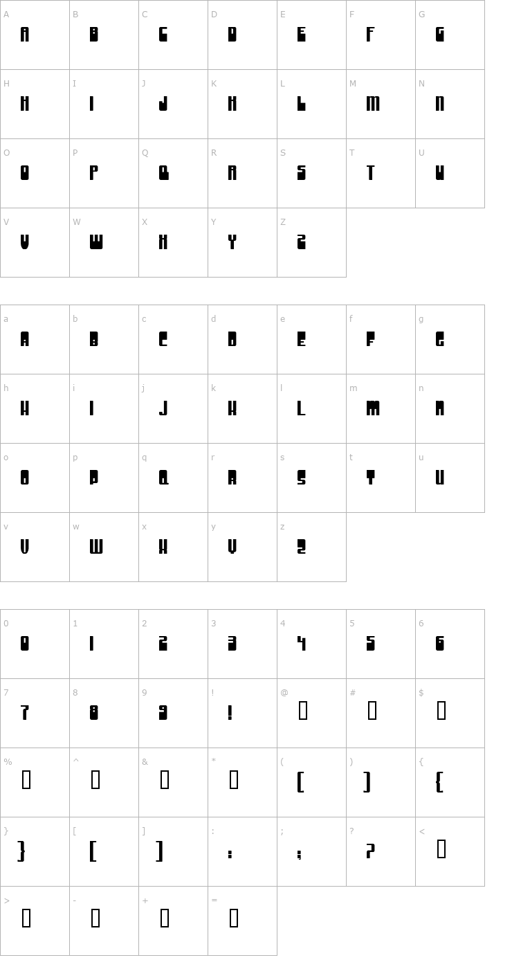 Character Map Groove Machine Upright Font