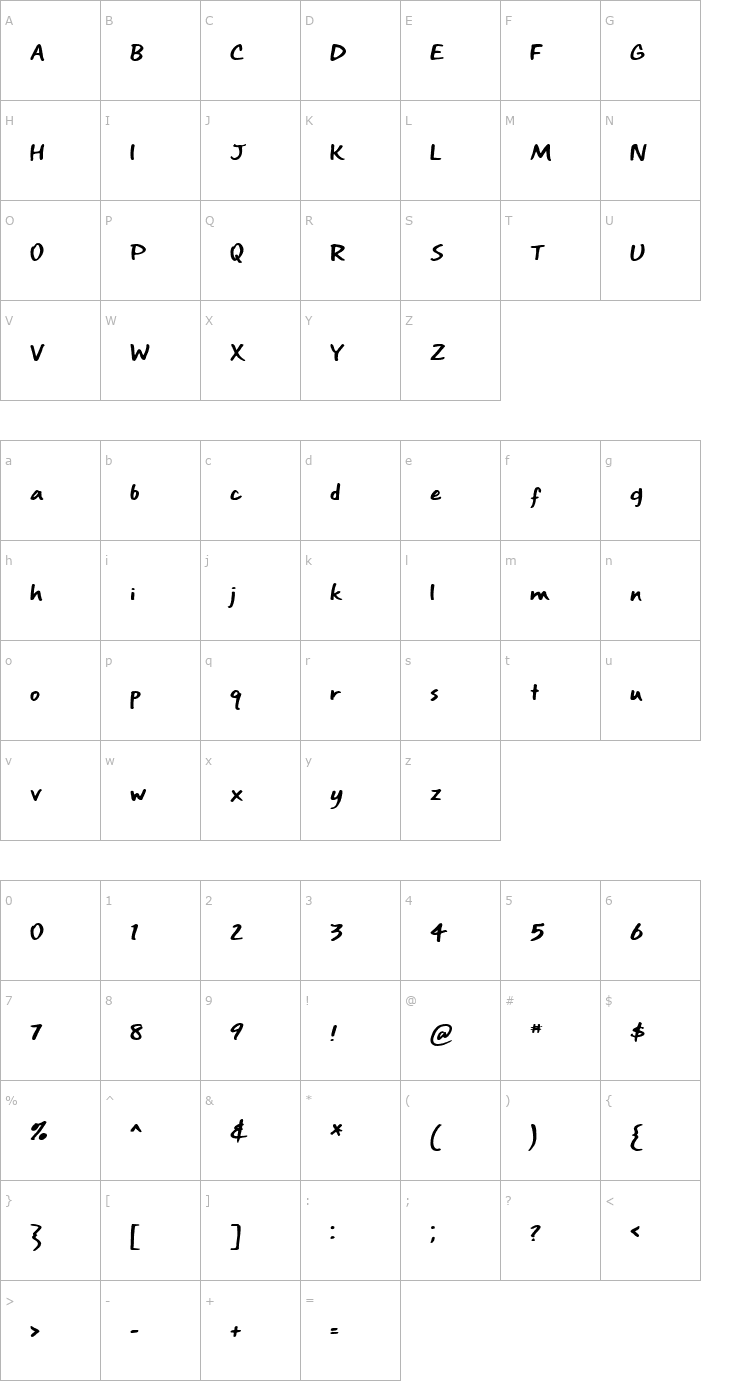 Character Map Gros Marqueur Font
