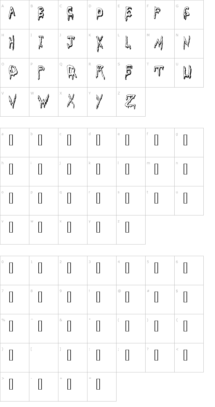 Character Map Grossout Shadow Font