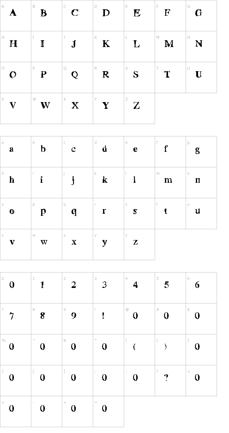 Character Map Grotto Font