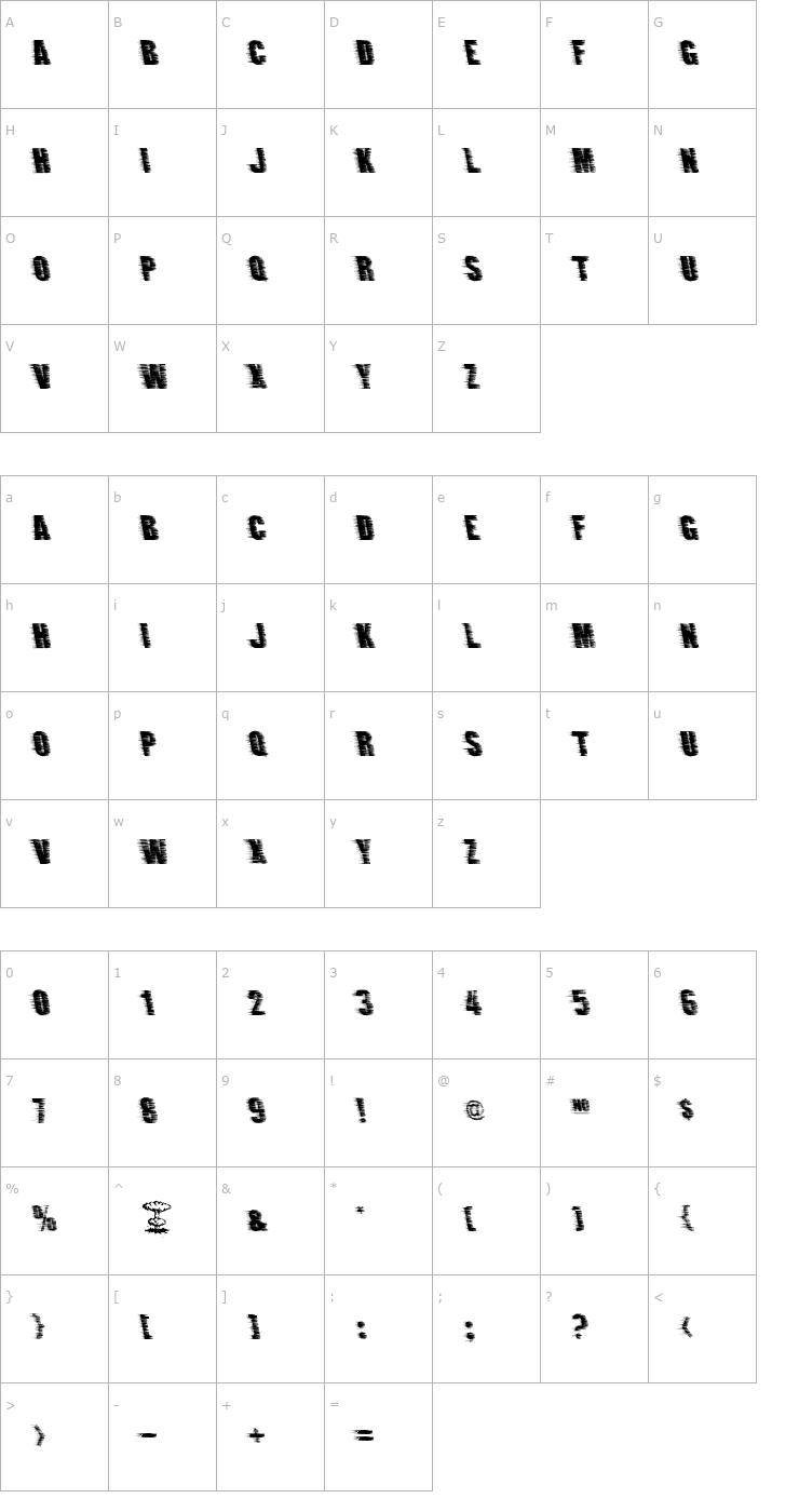 Character Map Ground Zero Font