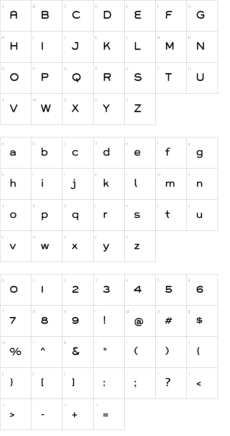 Character Map Grover Font