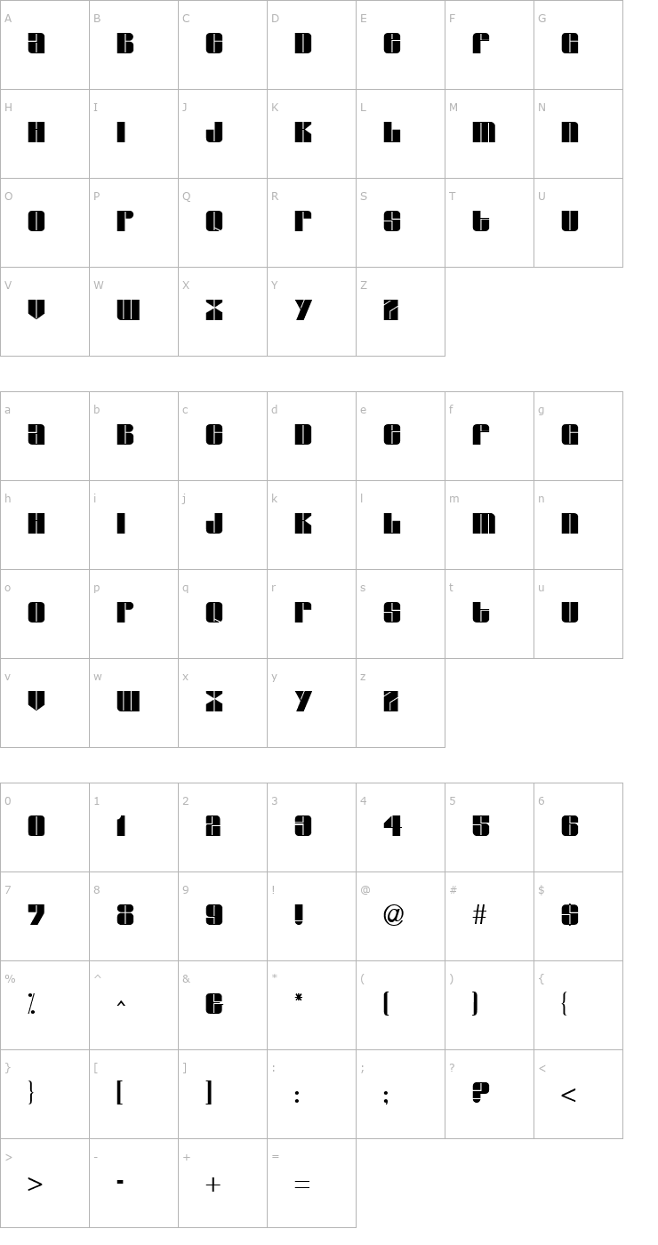 Character Map Grover Regular Font
