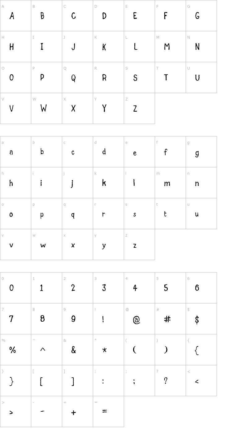 Character Map Grumble Font