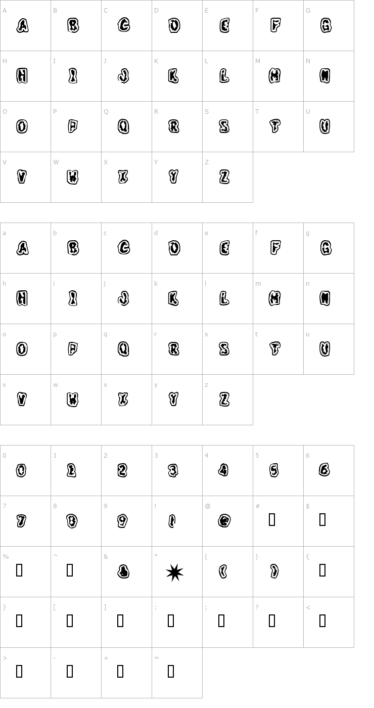 Character Map GrungeTastik Font