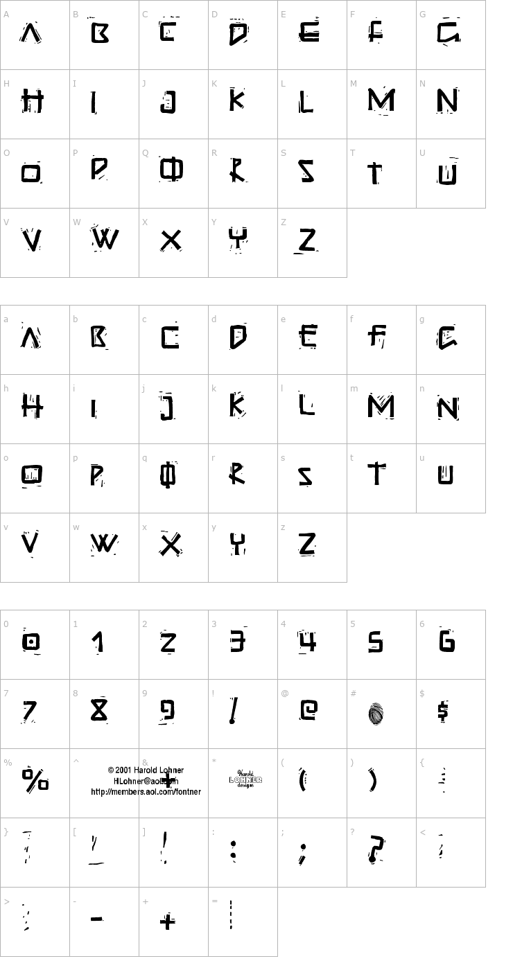 Character Map Guadalupe Font