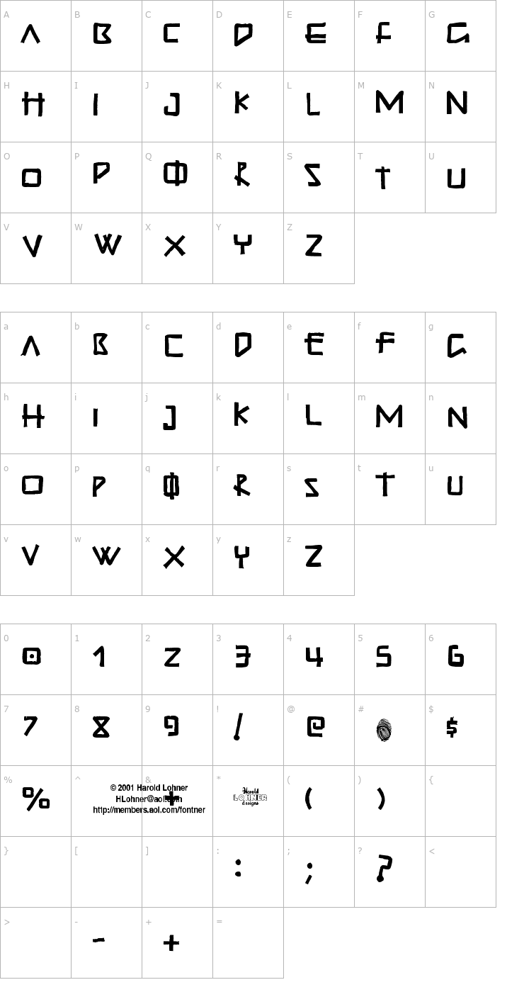 Character Map GuadalupeDos Font