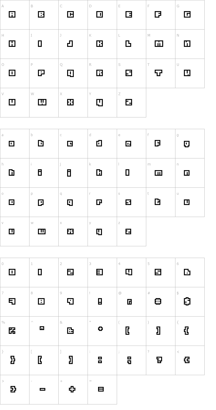 Character Map Gubblebum Blocky Font
