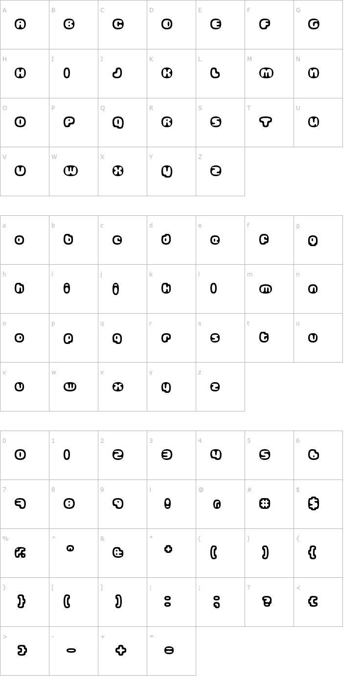 Character Map Gubblebum Font