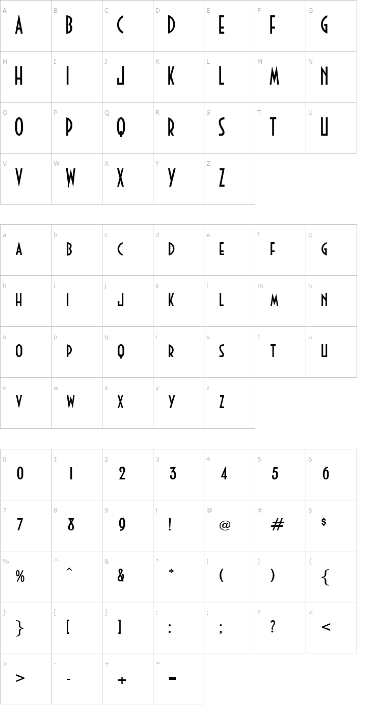 Character Map Guest Check Font