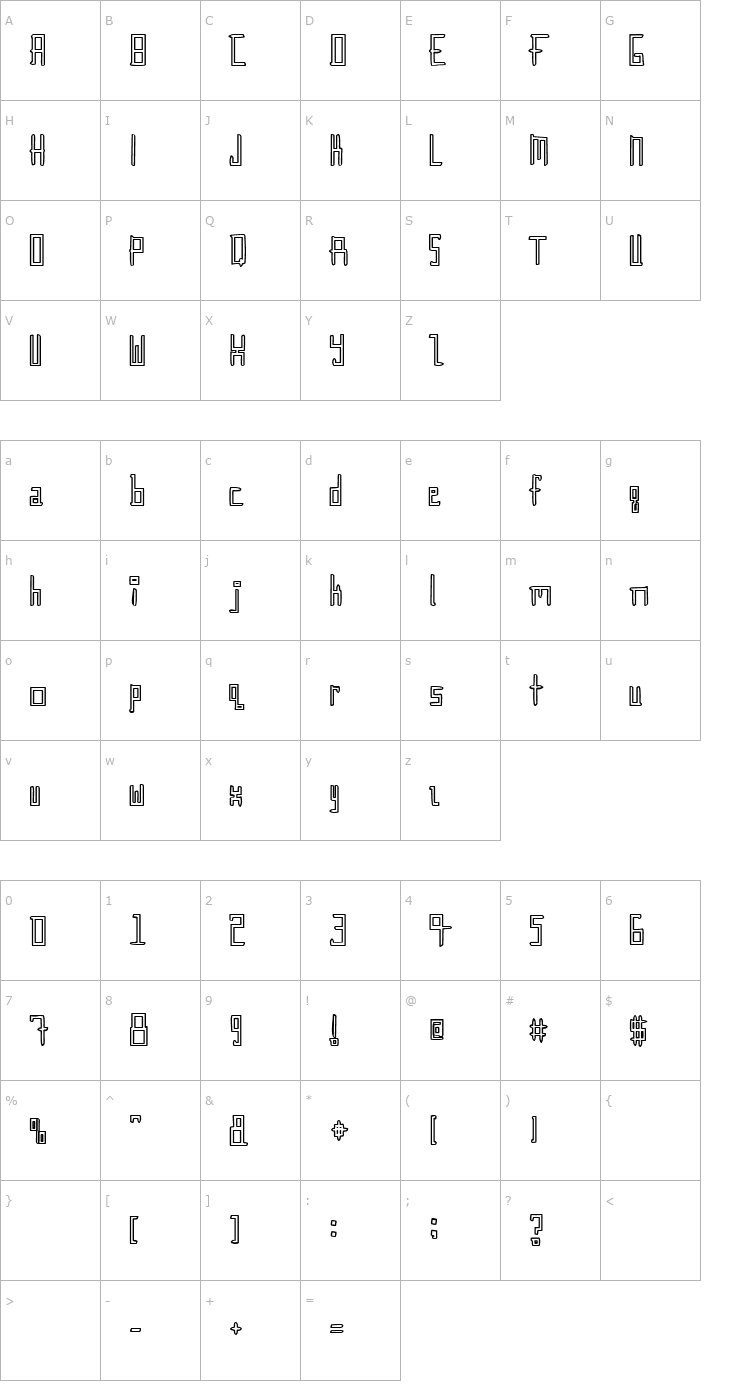 Character Map Gunther Font