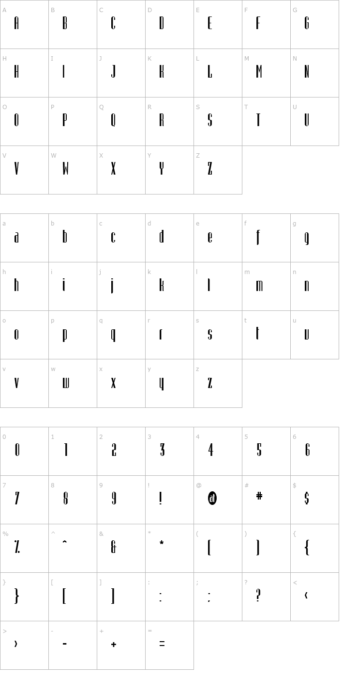 Character Map Gustavus Font