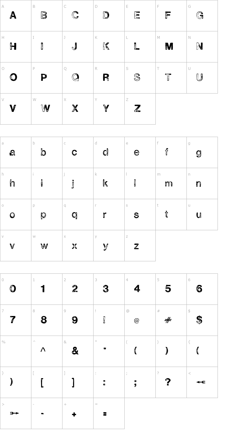 Character Map H2D2 Alevita Font