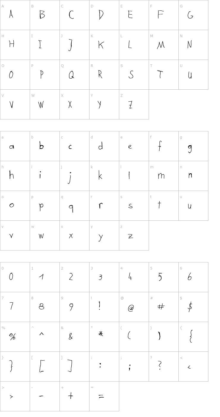 Character Map H2D2-Lefthand Font