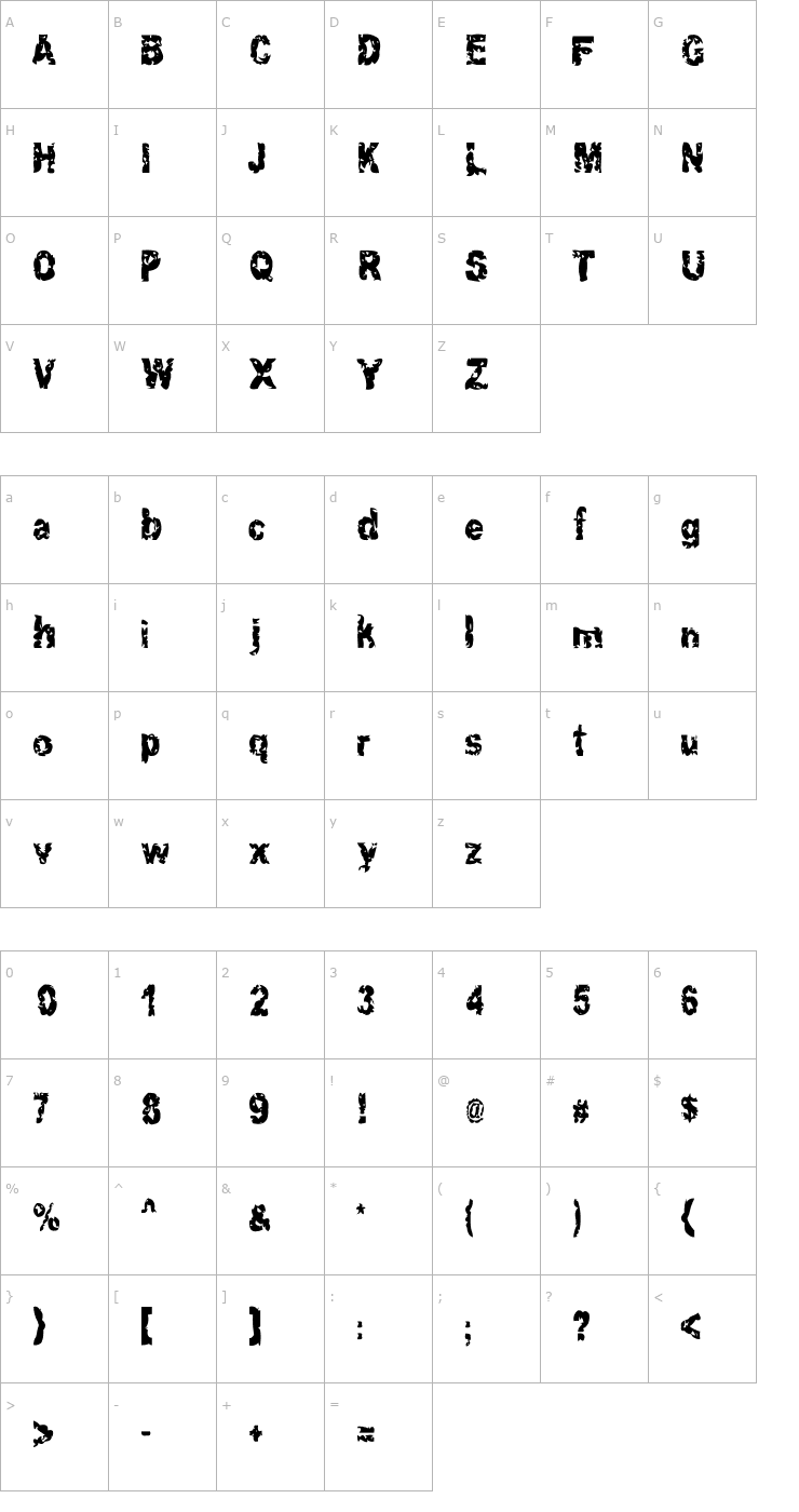 Character Map Hacknslash Font