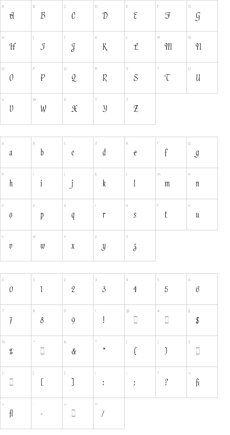 Character Map Hadfield LET Font