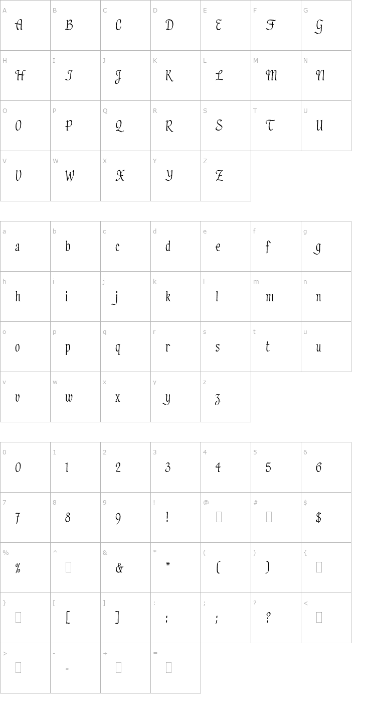 Character Map HadfieldPlain Font