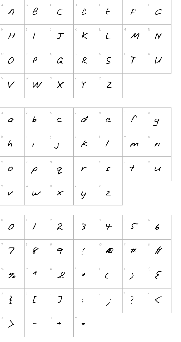 Character Map Hadrian Regular Font