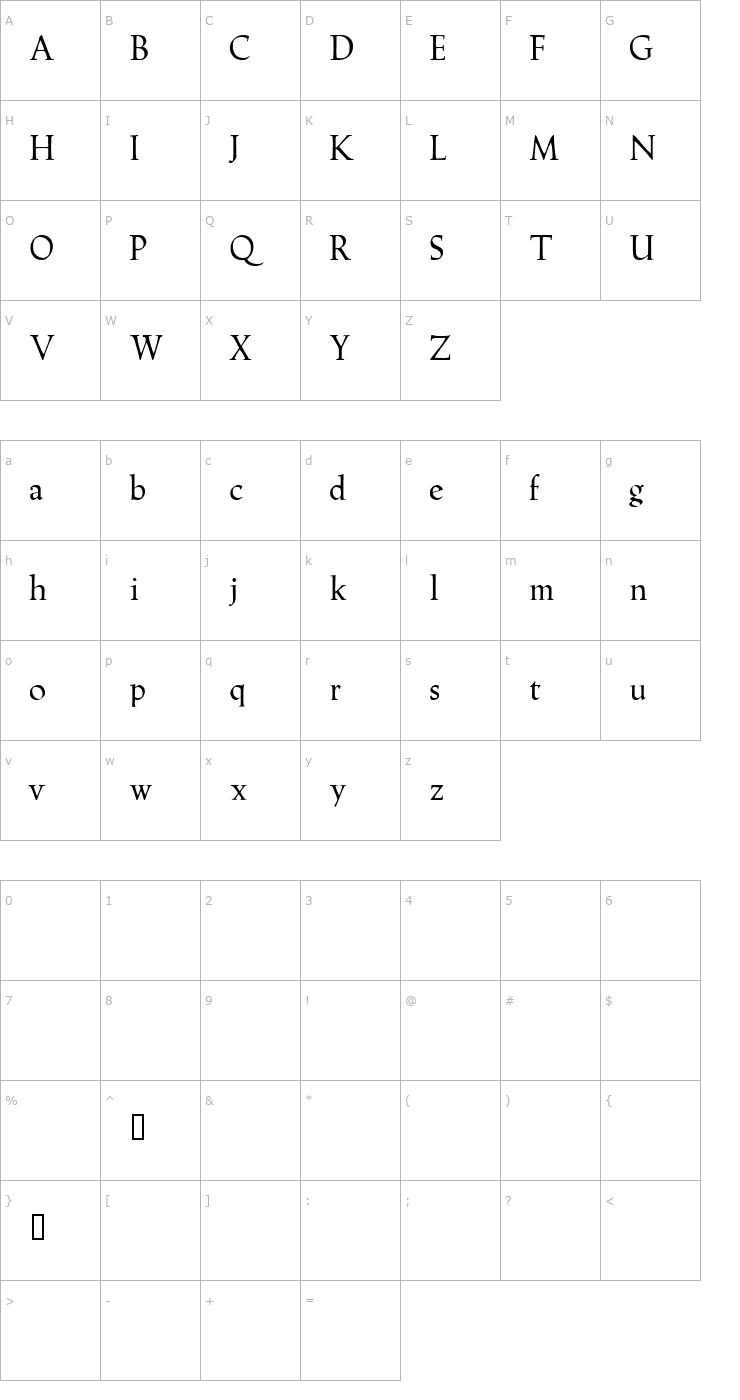 Character Map Hadrianus Demo Font