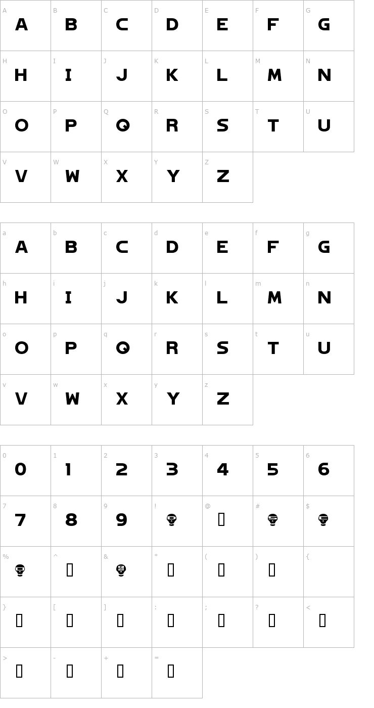 Character Map Hagane Font