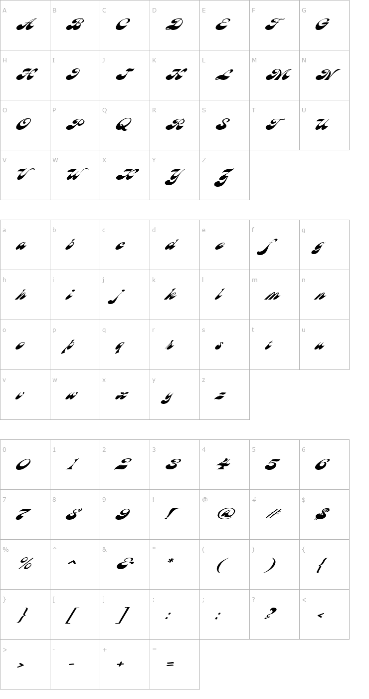 Character Map HaightExtended Oblique Font