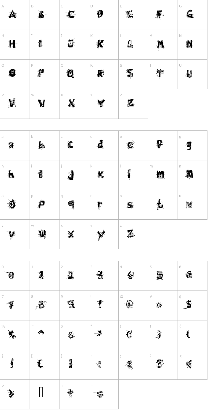 Character Map Hair of the Dog Font