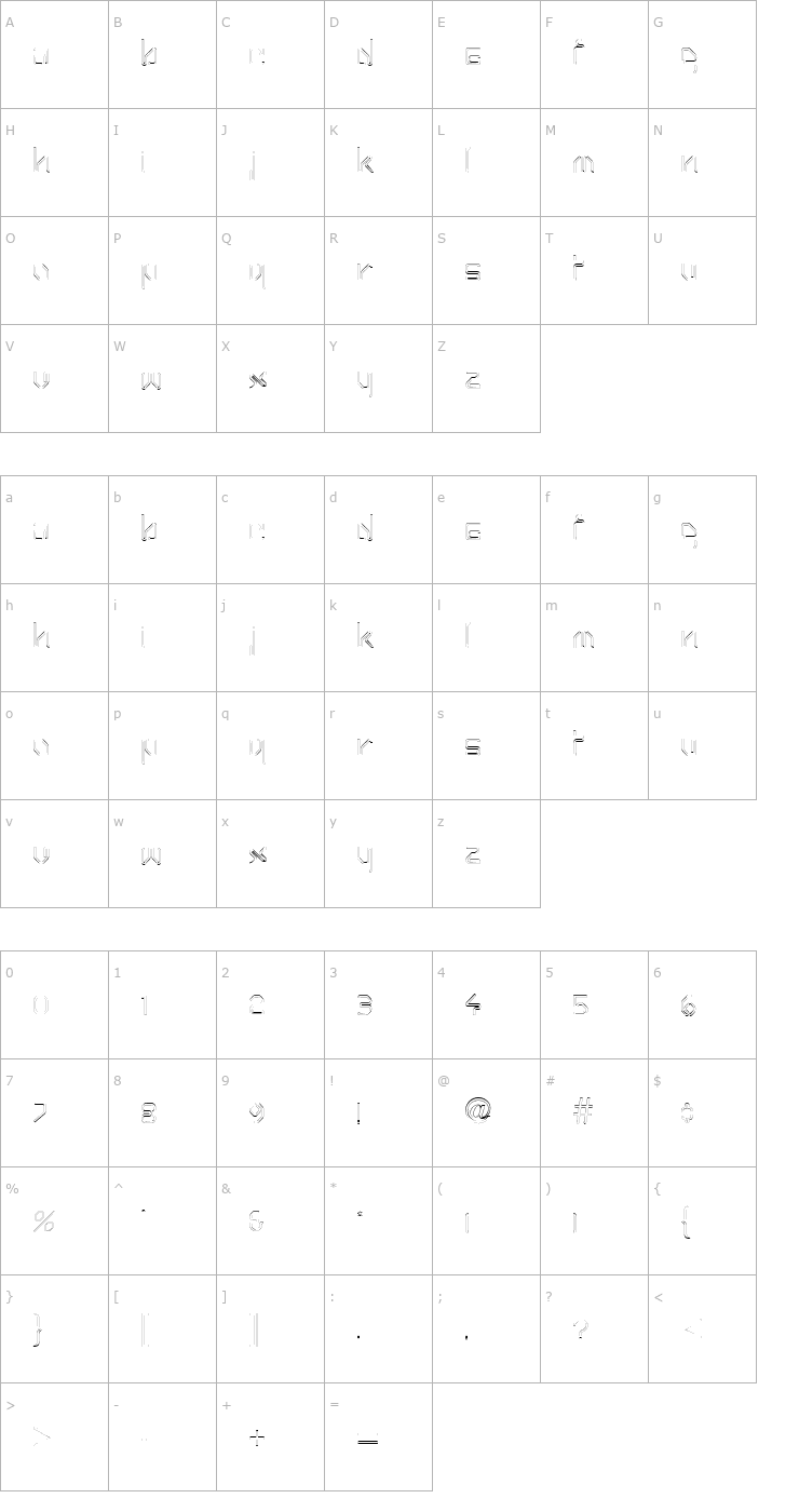 Character Map Hairpin Hairline Regular Font