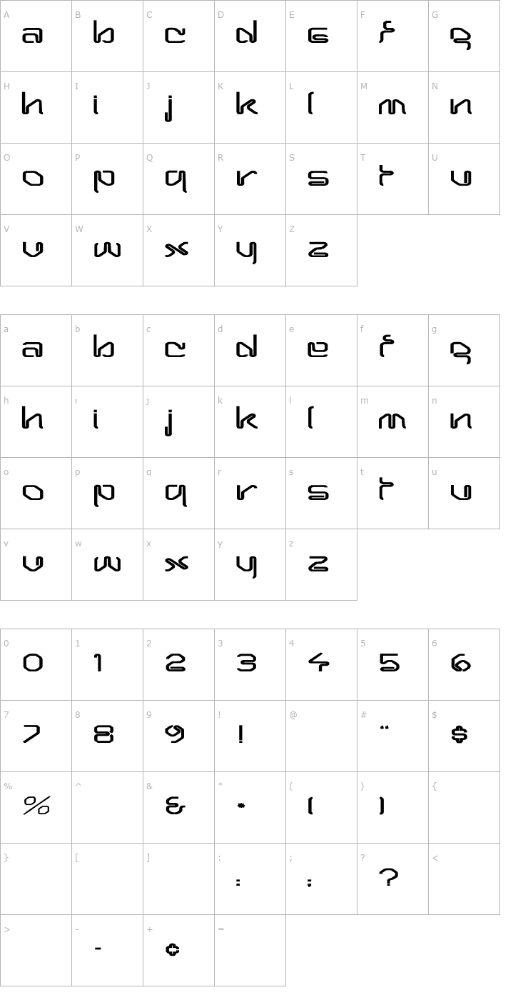 Character Map Hairpin-Normal Ex Font