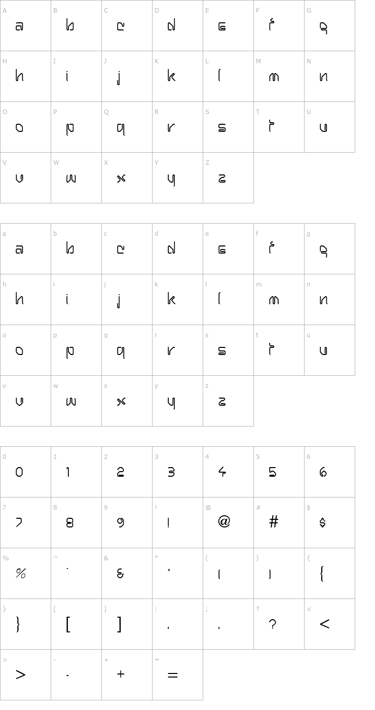 Character Map Hairpin Regular Font