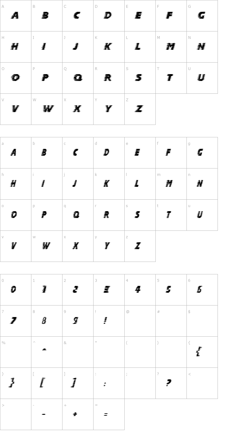 Character Map Halcion Italic Font