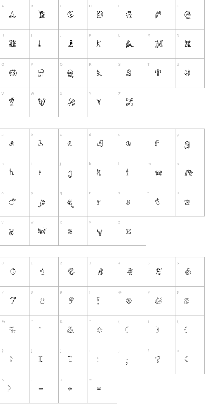 Character Map Halloween Match Tryout Font