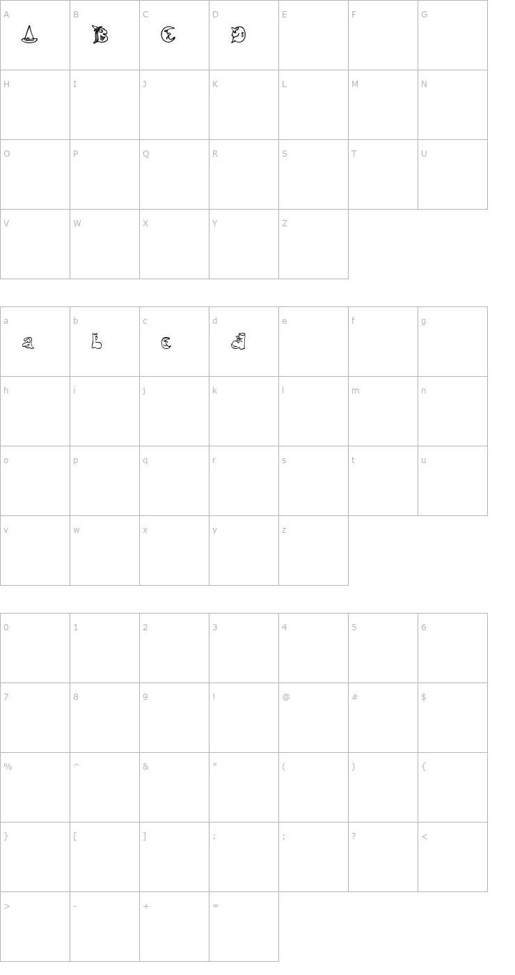 Character Map Halloween Match Unregistered Font