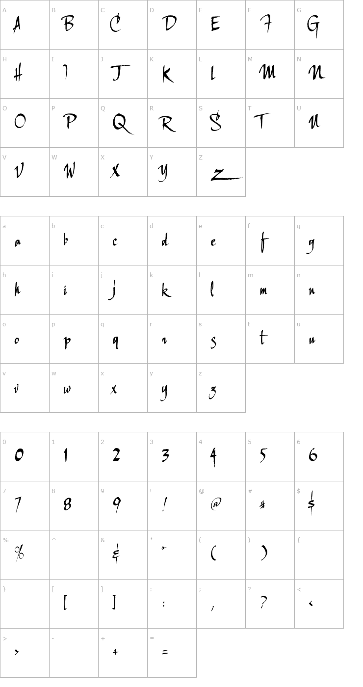 Character Map Halloween_ScriptanaCOND Font