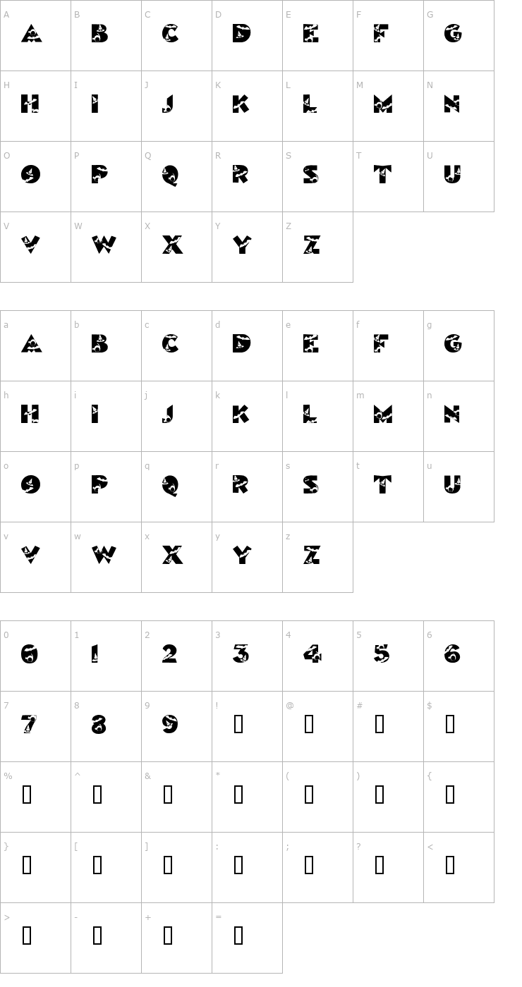 Character Map HalloweenKiddyFont Font