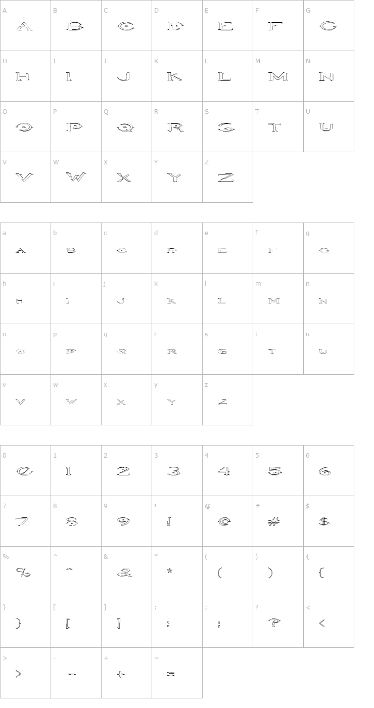 Character Map Halo OutlineRegular Font
