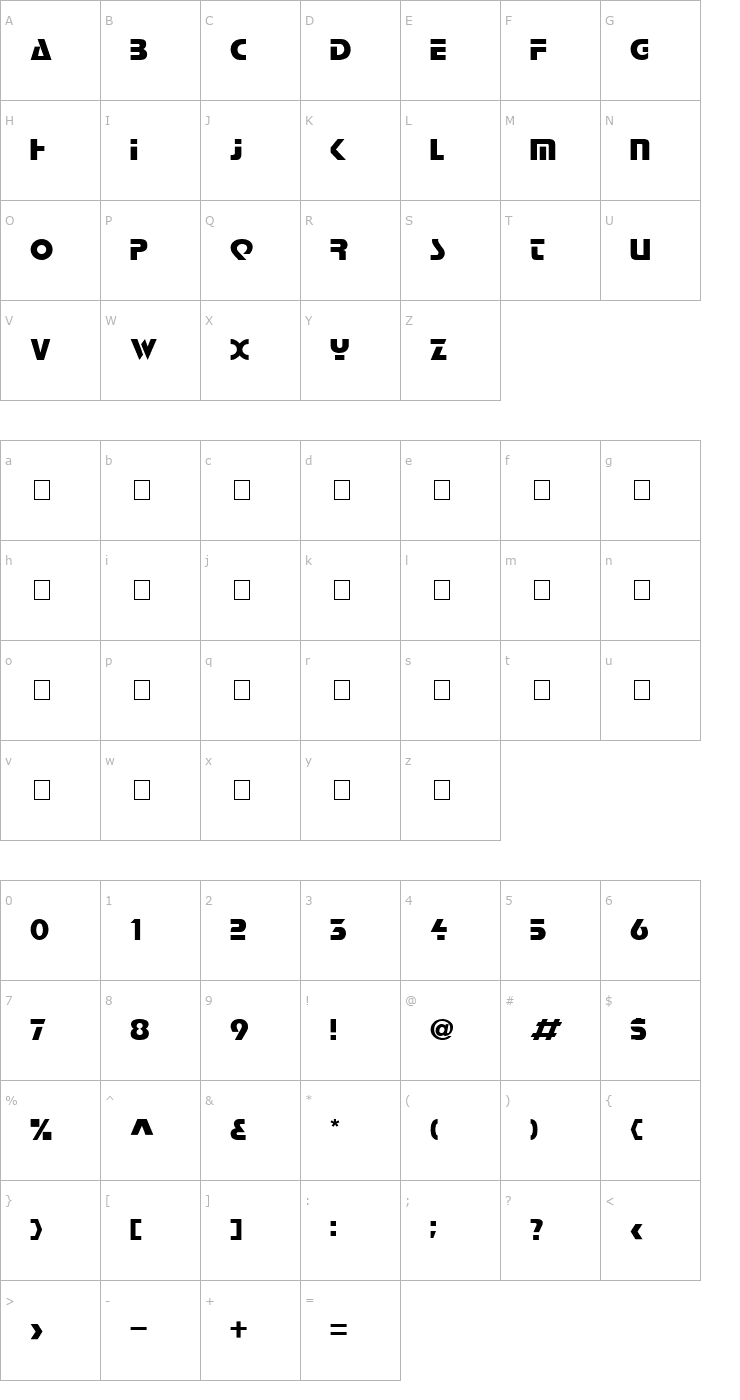 Character Map Halt Font