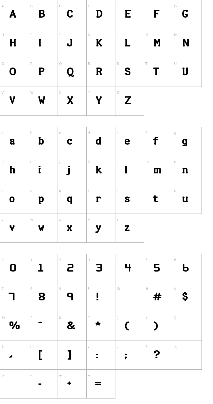 Character Map Halter Font