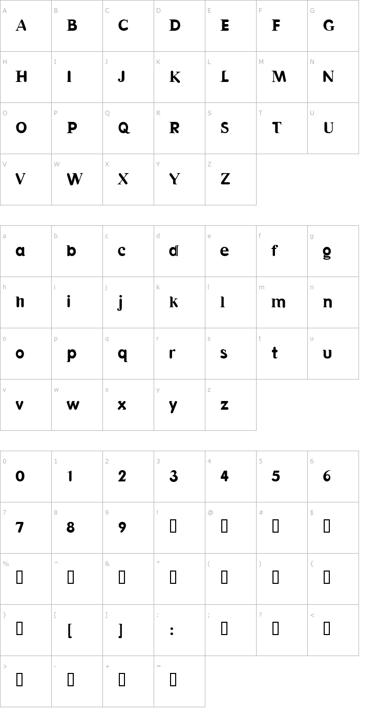 Character Map Halvar Font