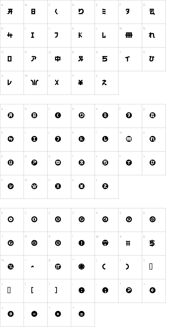 Character Map HaMangaIrregularLL Normal Font