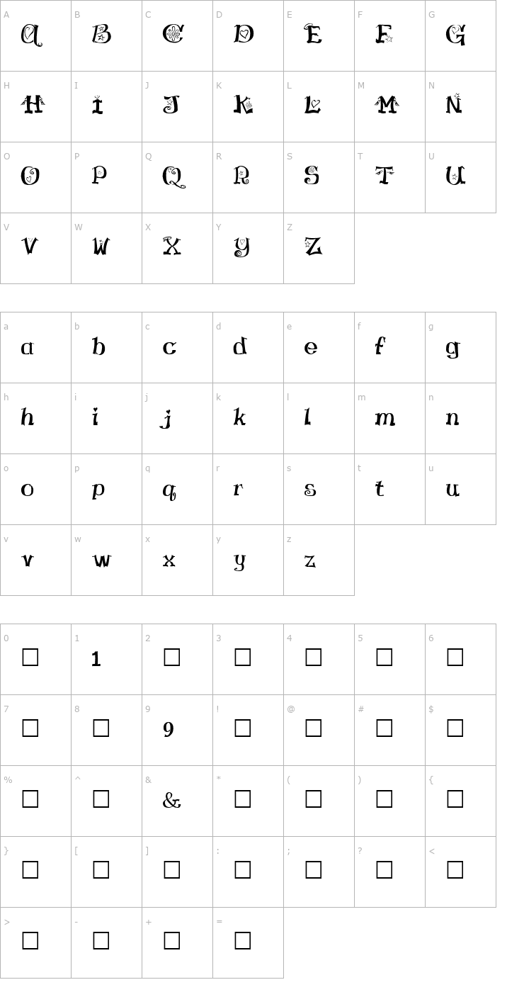 Character Map HamLake Regular Font
