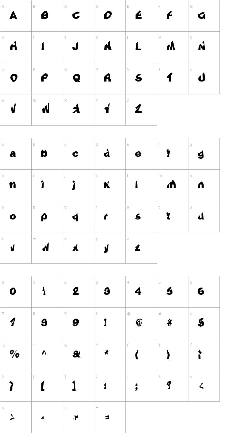 Character Map Hammer Black Font
