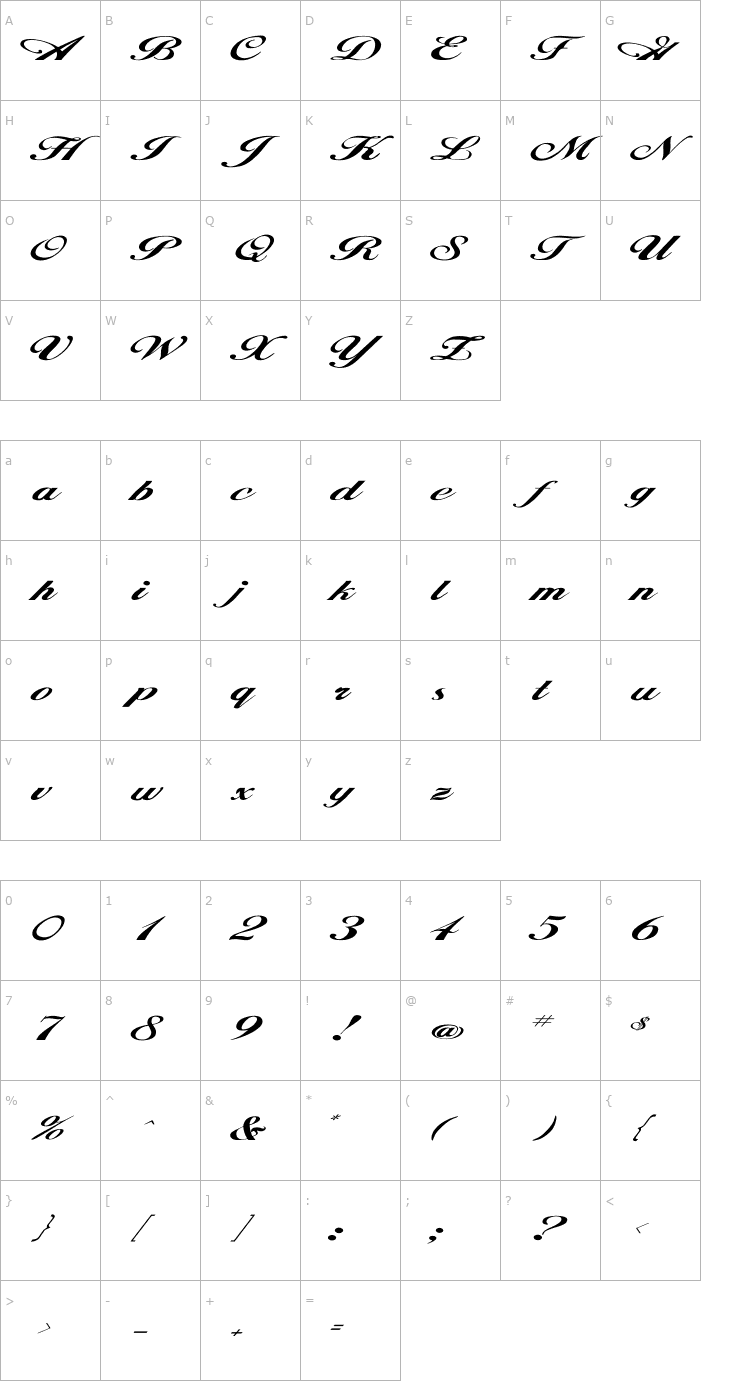 Character Map Hancock Ex Font