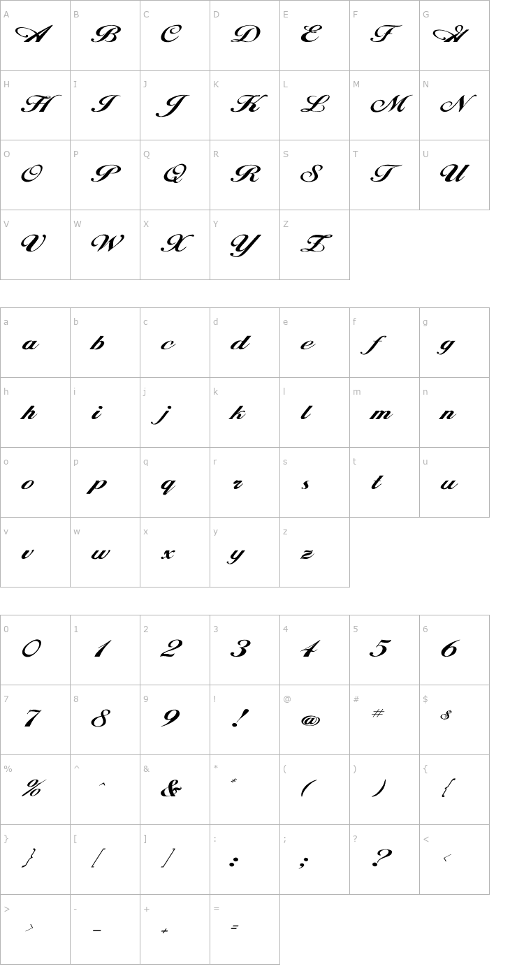 Character Map Hancock Wd Font