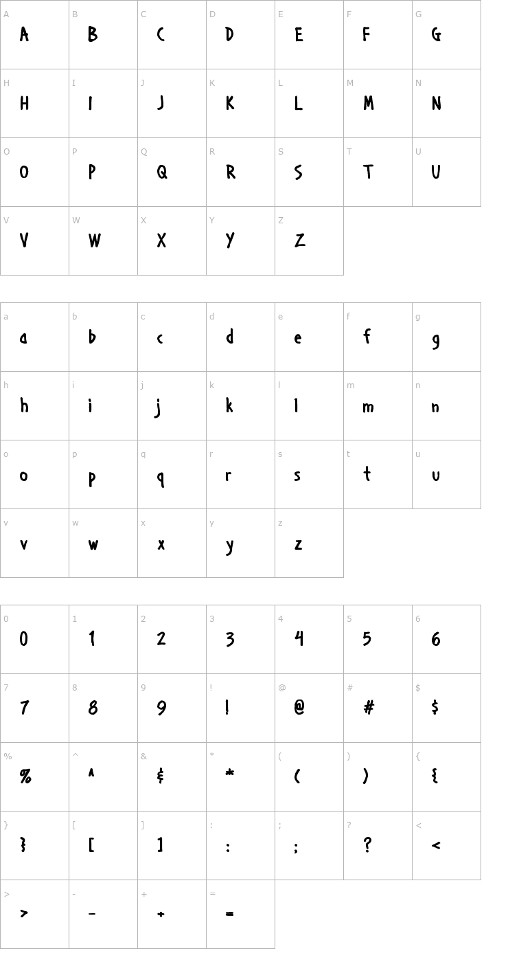 Character Map Handage AOE Bold Font