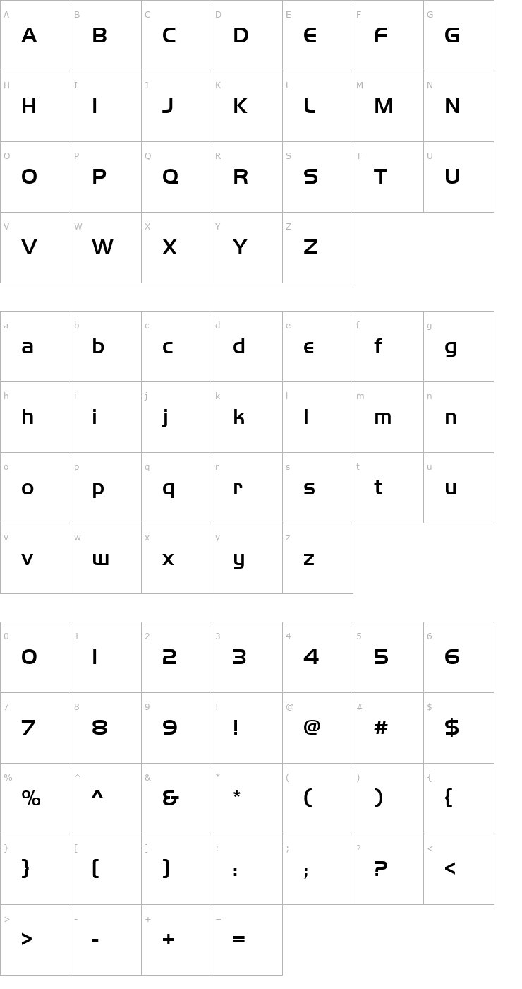 Character Map Handel_Becker_Med Font